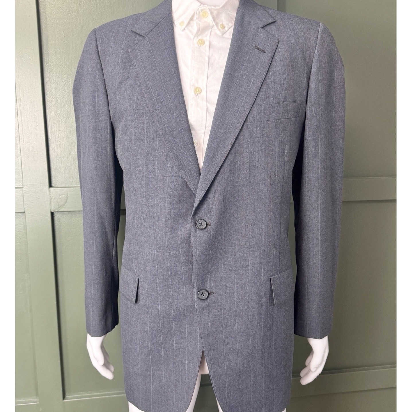 Vtg Brooks Brothers 346 Mens 44l Gray Pinstripe Wool 2-Piece Suit 38w X 30l Usa